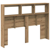Headboard Cabinet with LED Artisan Oak 140x17x102 cm 863129