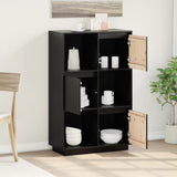 Highboard Black Solid pine wood Medium Reversible Highboard 814368