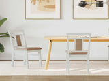 Dining Chair 2 pcs White and Brown Solid Rubber Wood 42020508