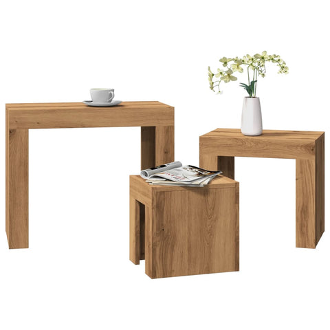 ZNTS Nesting Coffee Tables 3 pcs Artisian Oak Engineered Wood 856673