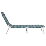 ZNTS Folding Sun Lounger Steel and Fabric Leaves Print 310331