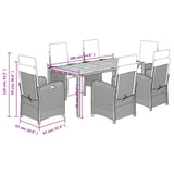 7 Piece Garden Dining Set with Cushions Black Poly Rattan 3212472