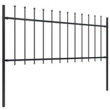 Garden Fence with Spear Top Steel 1426x80 cm Black 277609