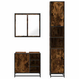 3 Piece Bathroom Furniture Set Smoked Oak Engineered Wood 3301087
