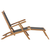 Deck Chair Black Solid Teak Wood 152 cm x 60 cm x 90 cm Foldable 47410