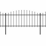 Garden Fence with Spear Top Steel 537x75 cm Black 277705
