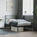 Metal Bed Frame without Mattress with Headboard Black 80x200cm 372268