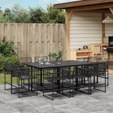 ZNTS 11 Piece Garden Dining Set Black Poly Rattan 3295039