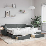 Daybed with Trundle and Drawers Dark Grey 90x190 cm Fabric 3197712
