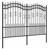 Garden Fence KAMPEN with Spear Top Black 240x150 cm Steel 151087