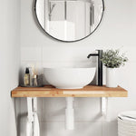 Basin Shelf Wall Mounted Steel and Solid Wood Acacia 3302850