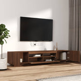 2 Piece TV Cabinet Set with LED Lights Brown Oak Engineered Wood 3120172