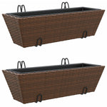 ZNTS Planters with hooks 2 pcs Brown Poly Rattan 366402