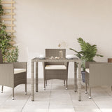 Garden Table with Glass Top Light Grey 90x90x75 cm Poly Rattan 368122