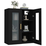 Hanging Wall Cabinet Black Engineered wood, glass Medium 812277