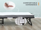 Folding Bed with 10cm Mattress, Portable Foldable Guest Bed with Sturdy Metal Frame on Wheels T3398P343012
