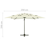 Garden Parasol Sand Polyester 4-Tier Foldable Garden Parasol 313820