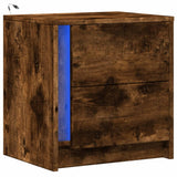 ZNTS Bedside Cabinet with LED Lights Smoked Oak Engineered Wood 852055