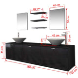 Ten Piece Bathroom Furniture Set with Basin with Tap Black 273691