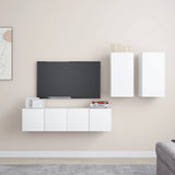 4 Piece TV Cabinet Set White Engineered Wood 3078685