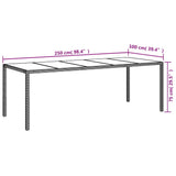 Garden Table Beige 250x100x75 cm Tempered Glass and Poly Rattan 316728
