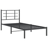 Bed Frame Black Powder-Coated Steel Single Bed Frame 355554