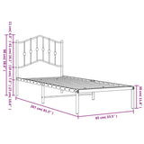 Metal Bed Frame without Mattress with Headboard White 80x200cm 373829