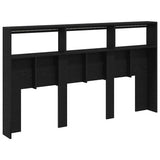 Headboard Cabinet with LED Black Oak 180x17x102 cm 863136