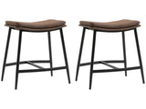 Breakfast Bar Stools Set of 2, Microfibre Upholstered Barstools, Industrial Bar Chairs with Curved T3398P343475