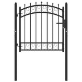 146378 Fence Gate "EMMEN" with Spikes Steel 103x97 cm Black