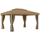 Gazebo with Curtain 4x3 m Taupe Aluminium 3067050