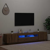 TV Cabinet with LED Lights Artisan Oak 200x35x40 cm Engineered Wood 3329166