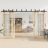 Sliding Door Hardware Kit 366 cm Steel Black 3295757