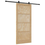 Sliding Door Manual Natural and black 93 x 211 cm 3333488