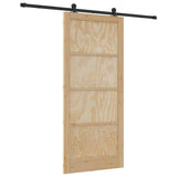 Sliding Door Manual Natural and black 93 x 211 cm 3333488