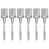 Ground Spikes 6 pcs Silver 12x12x56 cm Galvanised Steel 145444