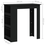 ZNTS Bar Table with Storage Rack Black 102x50x103.5 cm Engineered Wood 809468