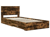 Bed Frame with Headboard Smoked Oak 90 x 200 cm Engineered Wood 3411354