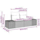 Garden Sofa with Cushion Grey 123 x 62 x 69cm Poly Rattan 42006794