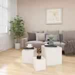 ZNTS Side Tables 3 pcs High Gloss White Engineered Wood 808591