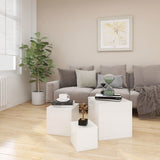 ZNTS Side Tables 3 pcs High Gloss White Engineered Wood 808591
