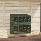 Chicken Nesting Box with 8 Compartments Olive Green Metal 864349