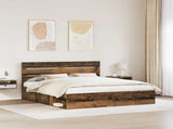 Bed Frame with Headboard Old Wood 200 x 200 cm Solid Pine Wood 3411710