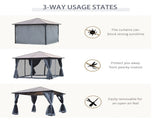 3m x 3m Hardtop Metal Frame Mesh Draped Gazebo Grey T3398P322177