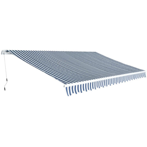 ZNTS Folding Awning Manual-Operated 500 cm Blue and White 42154