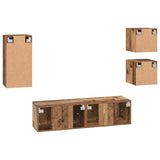 TV Cabinet Set Wall-mounted 5 pcs Old Wood Engineered Wood 3393348