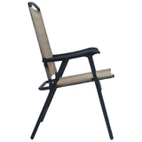 Chair Set of 2 Taupe Textilene, Steel Medium Foldable Chair 47925