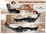 High Back Vibration Massage Office Chair with Footrest, Heated, Grey T3398P552499