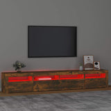 TV Cabinet with LED Lights Smoked Oak 240x35x40 cm 3152727