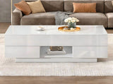 Lift-Top Coffee Table, High Gloss Centre Table with 2 drawers & LED lights, Lifting Sofa Side Table, N605P439616W